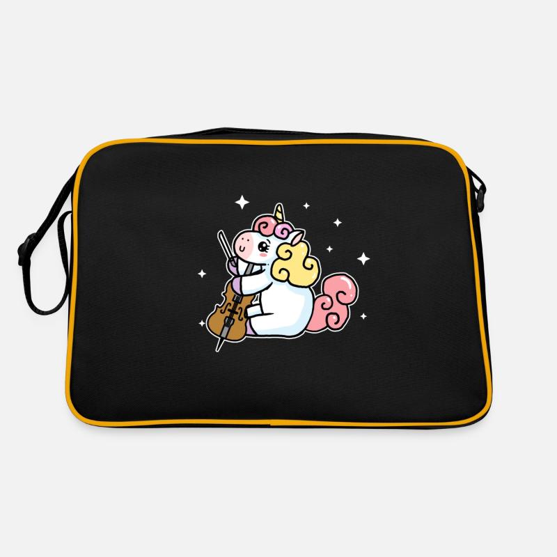 Licorne douce joue au violoncelle amant - Sac Retro - noir/or