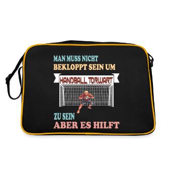 Handball Torwart - Lustiger Spruch - Retro Tasche - Schwarz/Gold - Hinten
