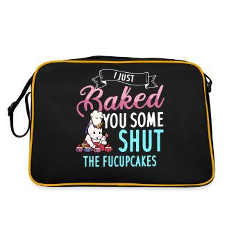 Shut The Fucupcake Einhorn Backen Cupcake - Retro Tasche - Schwarz/Gold - Hinten