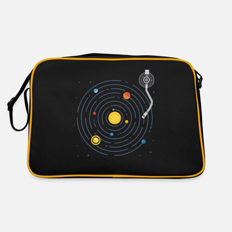 Musik Sonnensystem Vinyl Geschenk - Retro Tasche - Schwarz/Gold