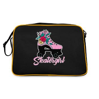 Skatergirl - Rollschuh Design - Retro Tasche - Schwarz/Gold - Hinten