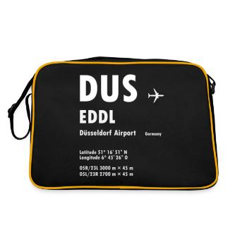 DUS Düsseldorf Airport Flughafen Geschenk - Retro Tasche - Schwarz/Gold - Hinten