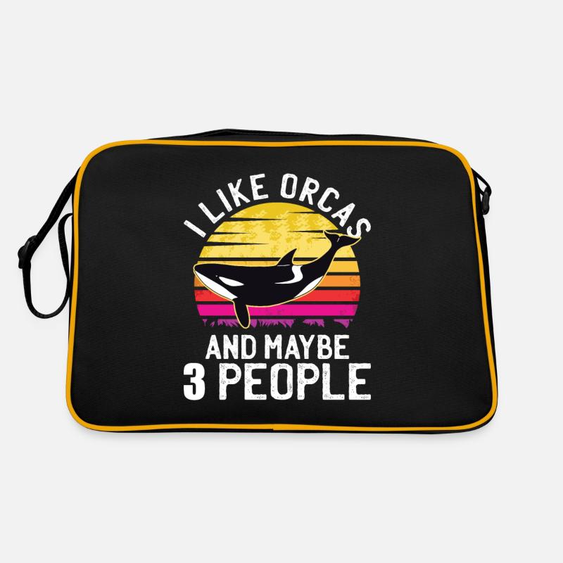 Orca Wal Kilerwal Ozean Meer Orcas Retro Geschenk - Retro Tasche - Schwarz/Gold