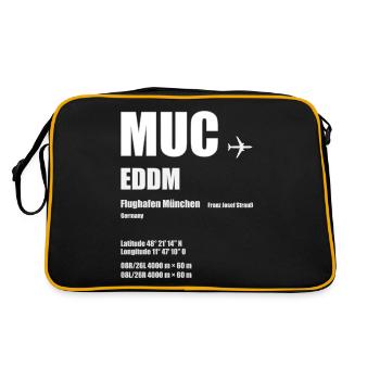 MUC Aéroport de Munich Franz Josef Strauß cadeau - Sac Retro - noir/or - Dos