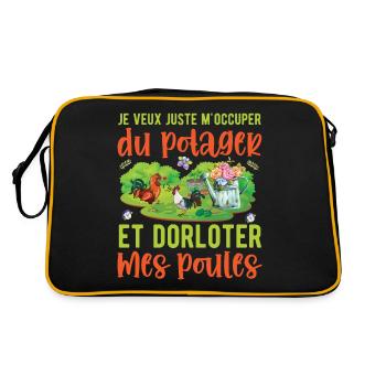M'occuper Du Potager Et Des Poules Humour - Sac Retro - noir/or - Dos