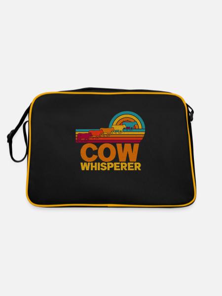 Colorful nostalgic retro farmer COW WHISPERER - Retro Tasche - Schwarz/Gold - Hinten
