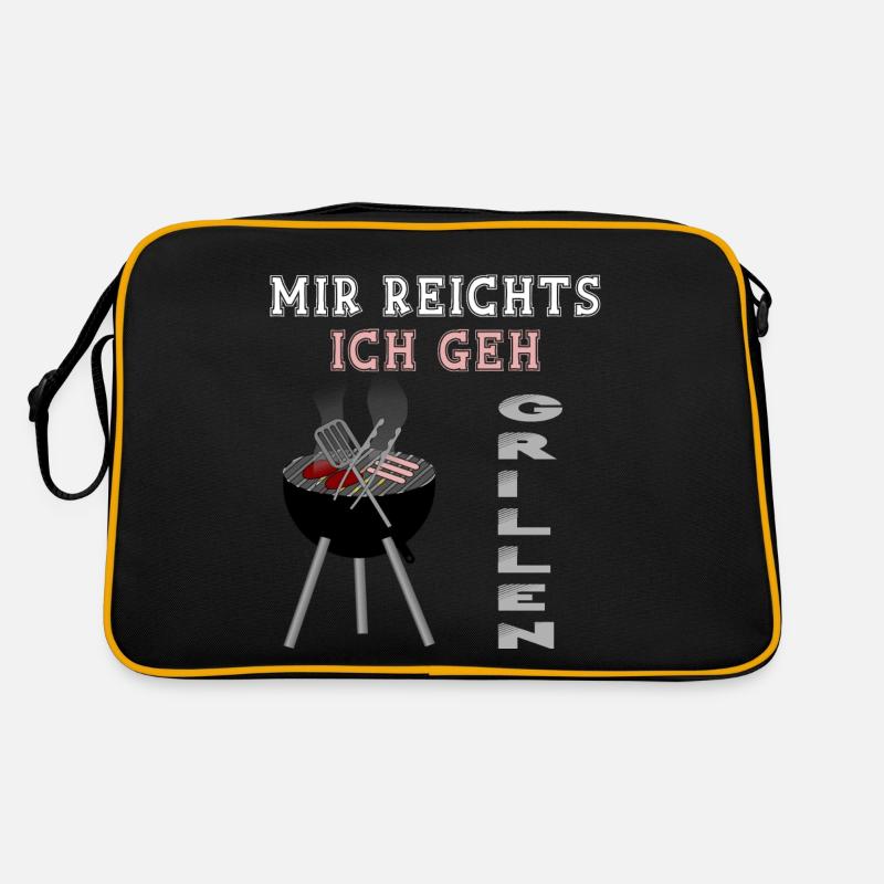Mir reichts! Ich geh Grillen! Grillspruch - Retro Tasche - Schwarz/Gold