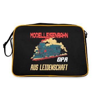 Modelleisenbahner- Opa Modelleisenbahn - Retro Tasche - Schwarz/Gold - Hinten