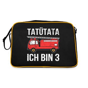3 Tatütata Feuerwehrauto Birthday - Retro Tasche - Schwarz/Gold - Hinten