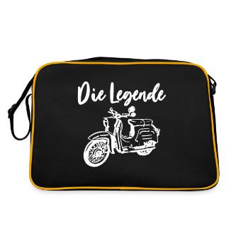 Schwalbenfahrer Schwalbe DDR Moped Nostalgie - Retro Tasche - Schwarz/Gold - Hinten