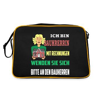 Bauherrin Rechnungen an den Bauherr - Retro Tasche - Schwarz/Gold - Hinten