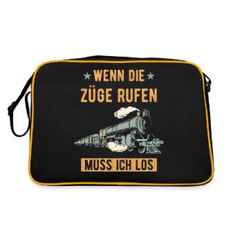 Zug Modelleisenbahn Eisenbahner - Retro Tasche - Schwarz/Gold - Hinten