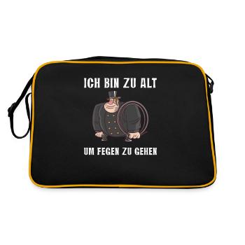 Schornsteinfeger Kaminkehrer Glück Geschenkidee - Retro Tasche - Schwarz/Gold - Hinten