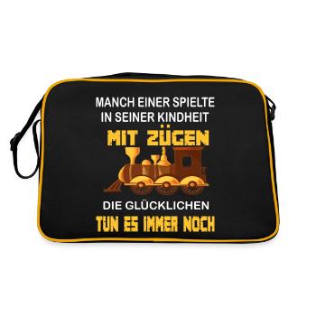 Modelleisenbahner- Opa Modelleisenbahn - Retro Tasche - Schwarz/Gold - Hinten