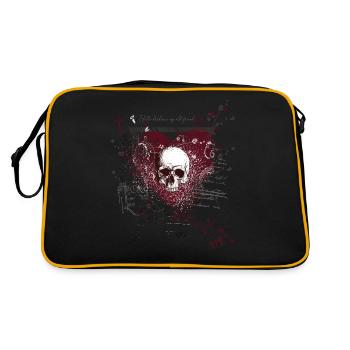 Hello darkness my old friend skull flower Geschenk - Retro Tasche - Schwarz/Gold - Hinten