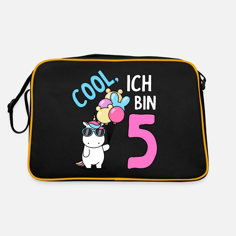 5. Geburtstag 5 Jahre Kindergeburtstag - Retro Tasche - Schwarz/Gold