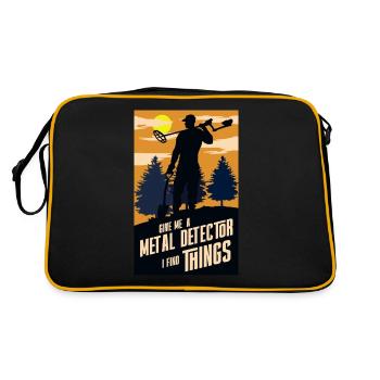 Give me a metal detector I find things - Retro Tasche - Schwarz/Gold - Hinten