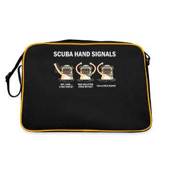 Scuba Hand Signals Scuba Diving Gift - Retro Bag - black/gold - Back