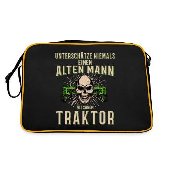 Never underestimate an old man tractor - Retro Bag - black/gold - Back