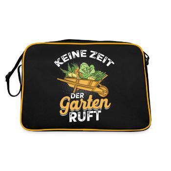 Keine Zeit Der Garten Ruft Garten - Retro Tasche - Schwarz/Gold - Hinten