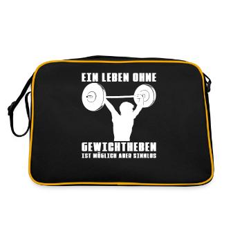Gewichtheben Gewichtheber Langhantel - Retro Tasche - Schwarz/Gold - Hinten