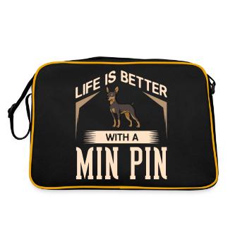 Dwarf Pinscher Minpin Rehpinscher Dog Puppy - Retro Bag - black/gold - Back