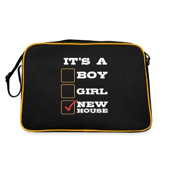 Hauseigentümer Hausbesitzer Bauherr Geschenk Haus - Retro Tasche - Schwarz/Gold - Hinten