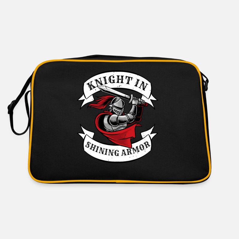 Ritter In Glänzender Rüstung Templar Ritter - Retro Tasche - Schwarz/Gold
