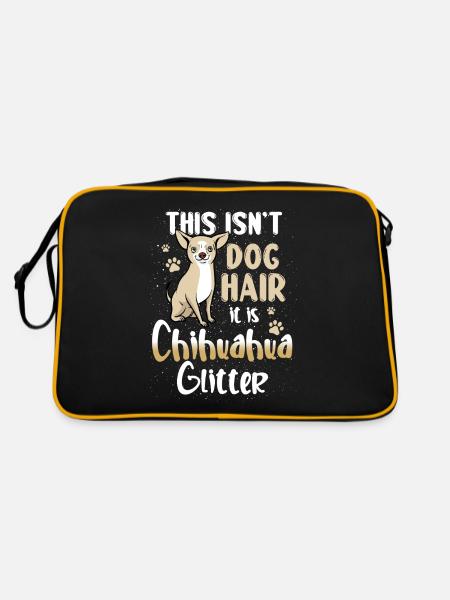This Isn't Dog Hair It Is Chihuahua Glitter Funny - Retro Tasche - Schwarz/Gold - Hinten