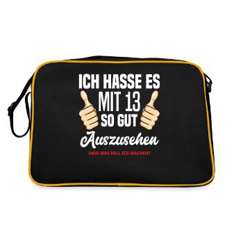 13. Geburtstag Geburtstagsshirt Geschenk - Retro Tasche - Schwarz/Gold - Hinten