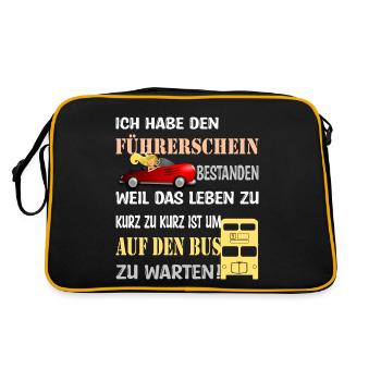 Führerschein bestanden - Retro Tasche - Schwarz/Gold - Hinten