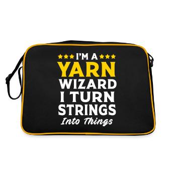 Crochet Yarn Knitting Thread Needle Sewing Wool - Retro Bag - black/gold - Back