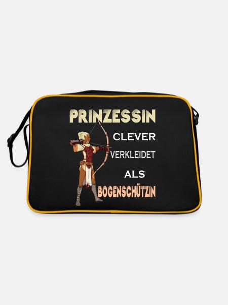 Bogenschützin Prinzessin - Bogenschießen - Retro Tasche - Schwarz/Gold