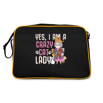 Yes, I am a crazy cat lady and my husband a crazy - Retro Tasche - Schwarz/Gold - Hinten