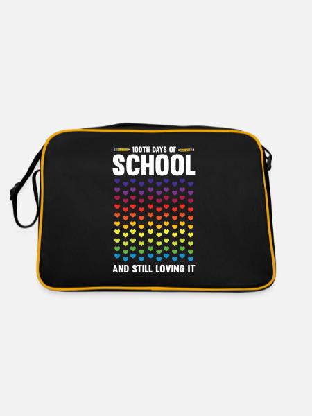 100 Days School Teacher School Day Student Gift - Retro Bag - black/gold - Back