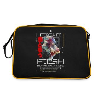 Fight Fish, Kampffisch, Betta Splendens, notoshirt - Retro Tasche - Schwarz/Gold - Hinten
