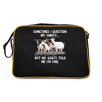 I Question My Sanity My Goats Told Me I'm Fine - Retro Tasche - Schwarz/Gold - Hinten