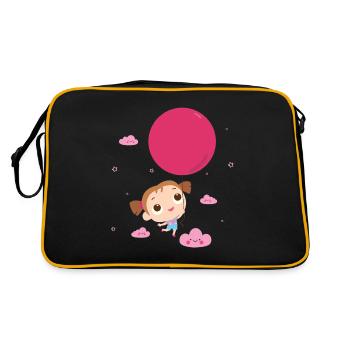 Fille Ballon & Nuages cadeau enfant / écolier - Sac Retro - noir/or - Dos