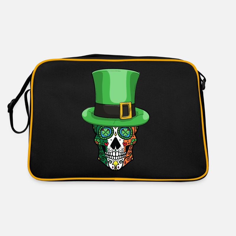 Irish Sugar Skull Funny Leprechaun Hat - Retro Bag - black/gold