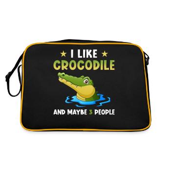 Crocodile Cute Funny Saying - Retro Bag - black/gold - Back