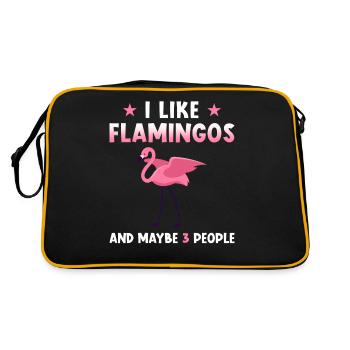 Flamingo sort drôle - Sac Retro - noir/or - Dos