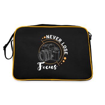 Never Lose Focus Fotograf Fotoapparat Geschenk - Retro Tasche - Schwarz/Gold - Hinten