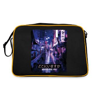 Vaporwave Art Aesthetic 80er 90er Meme Tokio Where - Retro Tasche - Schwarz/Gold - Hinten