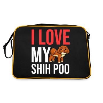 Shih Poo Dog Gift Puppy Owner Lover - Retro Bag - black/gold - Back