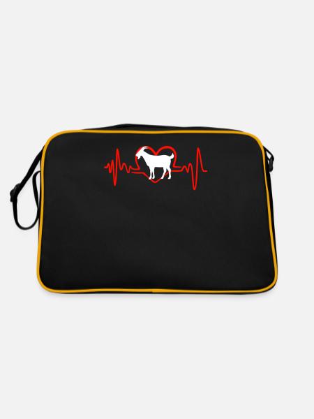 I Love Goats Heartbeat - Retro Bag - black/gold - Back