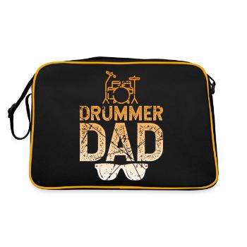 Drummer Papa Schlagzeuger - Retro Tasche - Schwarz/Gold - Hinten