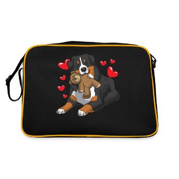 Berner Sennenhund avec des cœurs - Sac Retro - noir/or - Dos