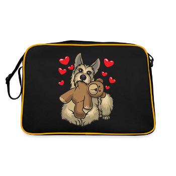 Berger de Picardie dog with stuffed animal - Retro Bag - black/gold - Back