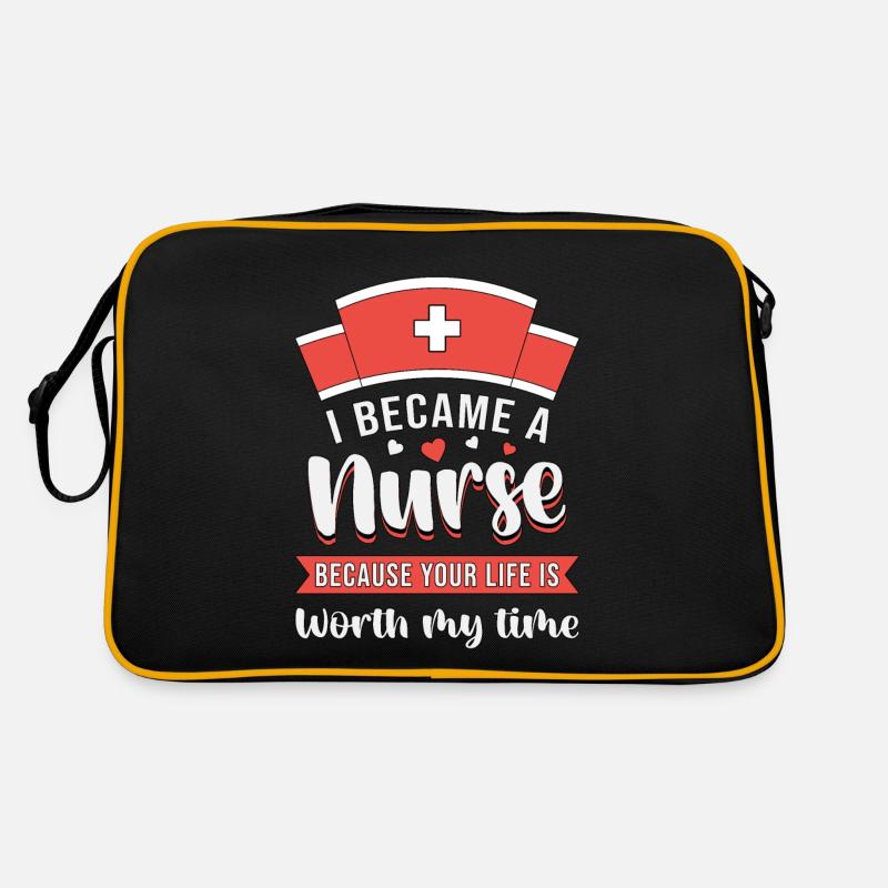 Intensivpflege Krankeschwester Pflege Pfleger - Retro Tasche - Schwarz/Gold
