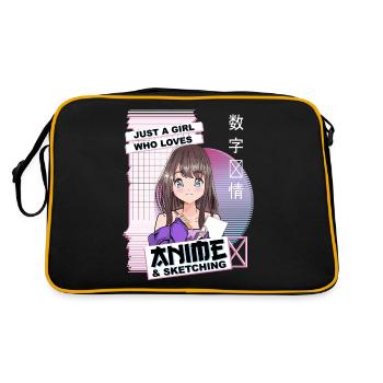 Just A Girl Who Loves Anime & Sketching - Kawaii - Retro Bag - black/gold - Back